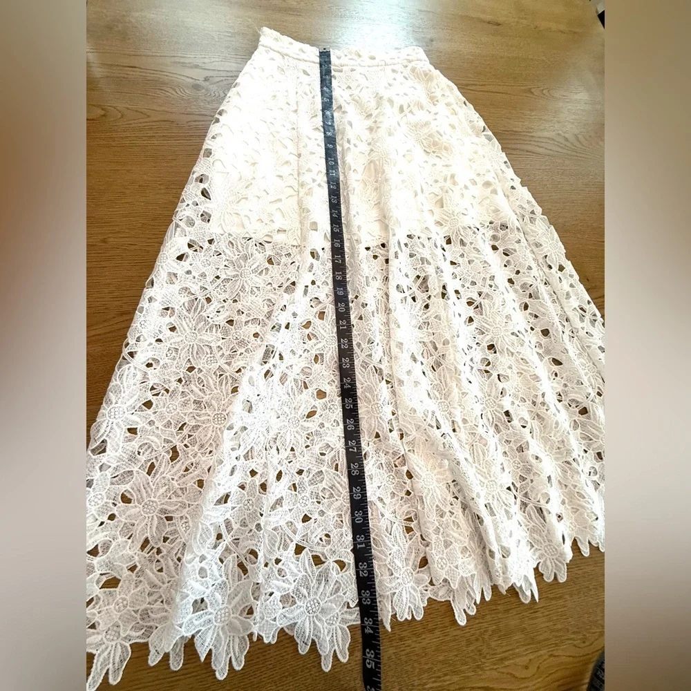 Karina Grimaldi Artemisa White Floral Lace Midi Skirt XS Boho